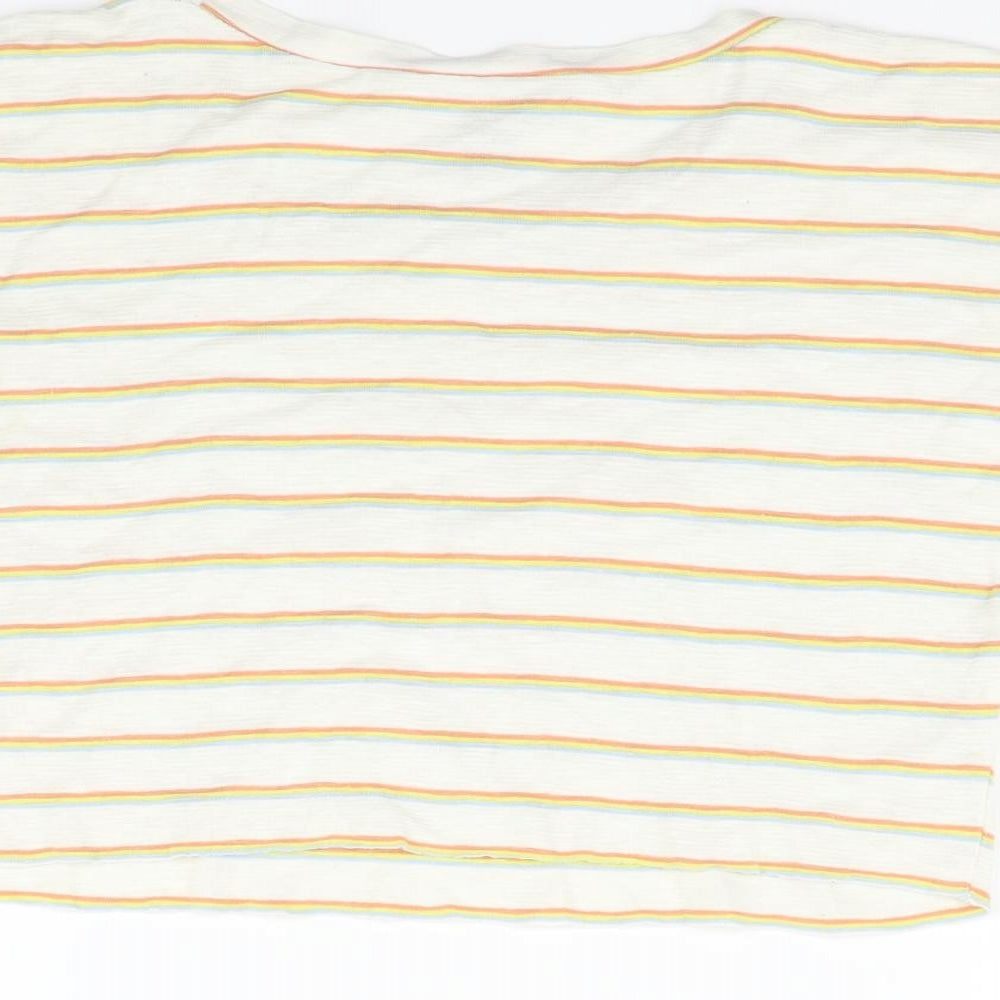 Primark Womens Beige Striped Pullover Hoodie Size S