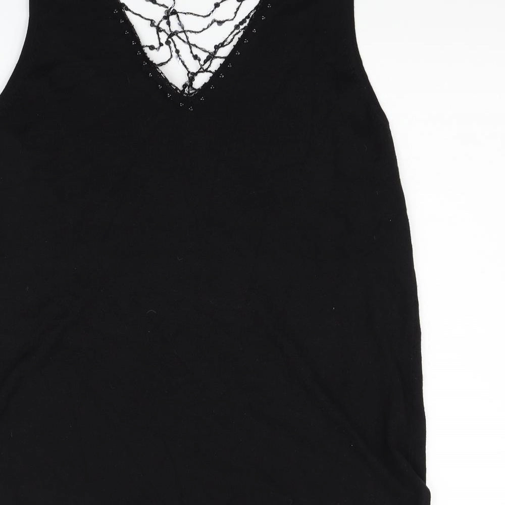 ELVI Womens Black Vest Jumper Size M
