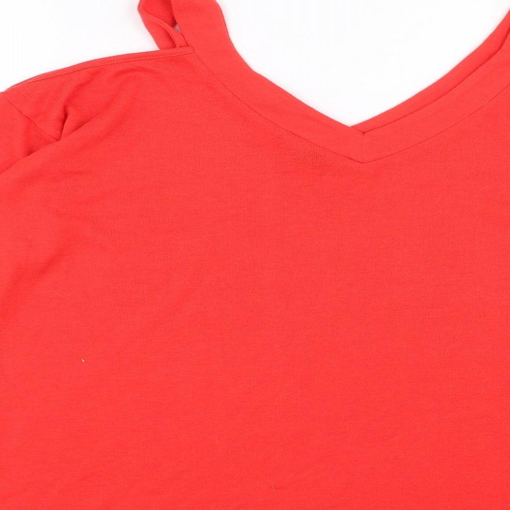 Primark Womens Red Pullover Jumper Size 10 - cold Shoulder