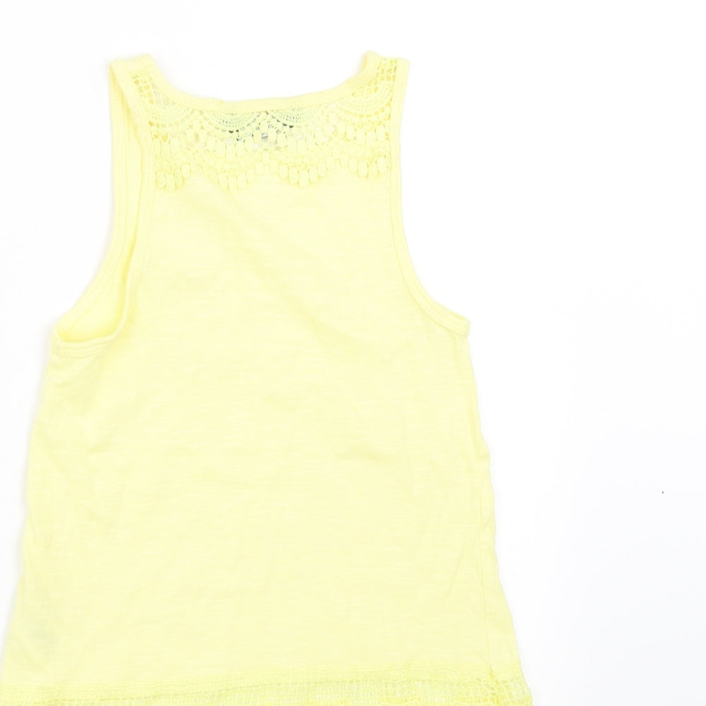 Primark Girls Yellow Basic Tank Size 7-8 Years - lace hem