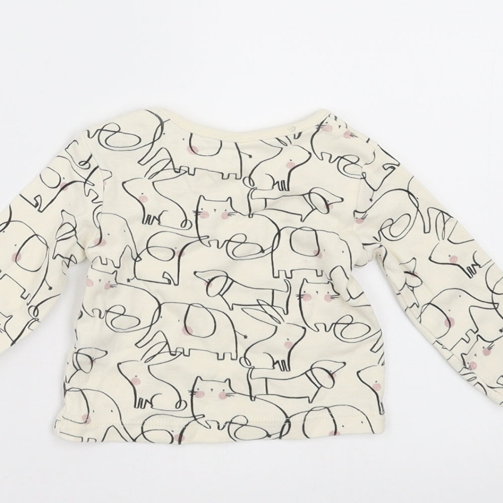 Sainsburys Baby Ivory Basic T-Shirt Size 0-3 Months - Elephant Print