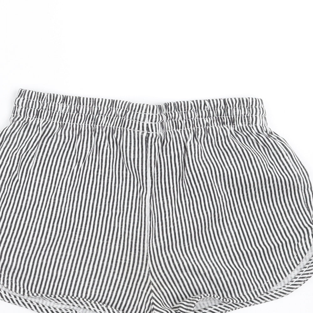 NEXT Girls Grey Striped Hot Pants Shorts Size 6 Years