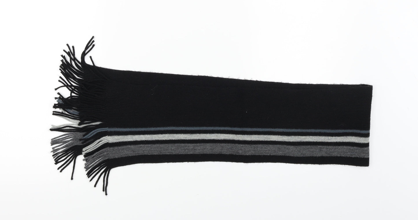 Preworn Mens Black Striped Scarf One Size