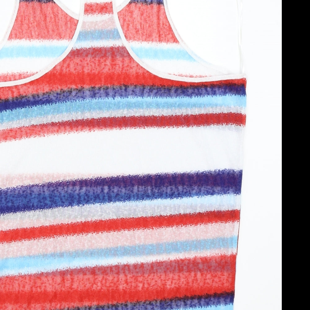 Ocean club Womens White Striped Basic Tank Size 14