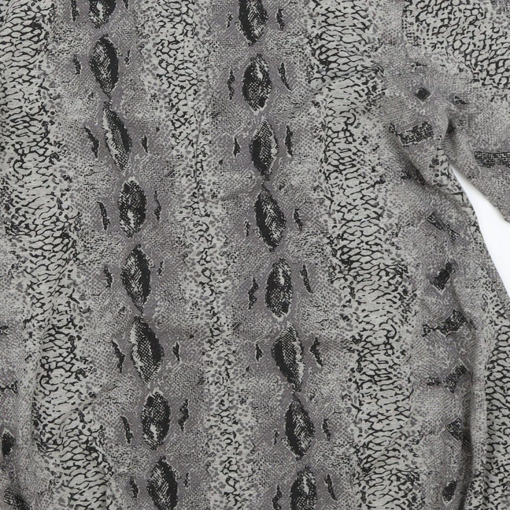 Jasmine collection Womens Grey Animal Print Basic T-Shirt Size M