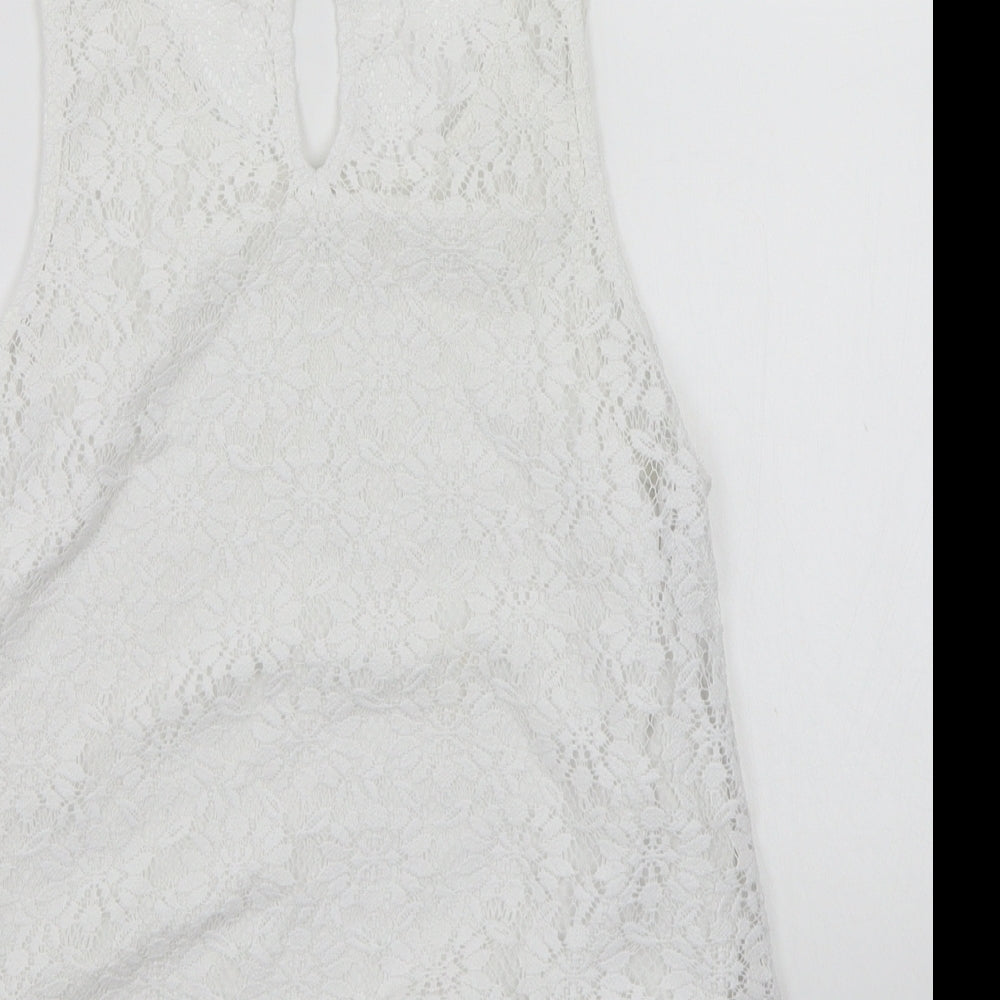 Topshop Womens White Cropped T-Shirt Size 10