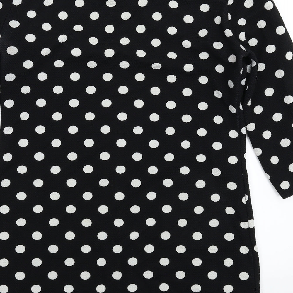 Preworn Womens Black Polka Dot Mini Size S