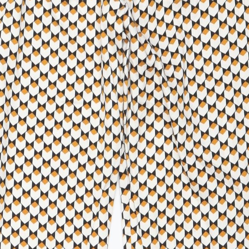 H&M Womens White Geometric Trousers Size 6 L24 in