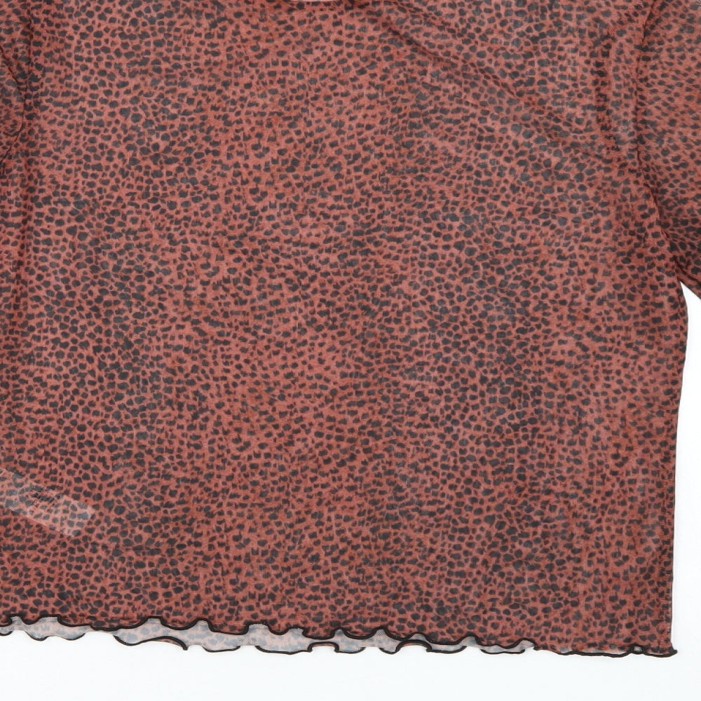 New Look Womens Multicoloured Animal Print Basic Blouse Size 14 - Sheer Look