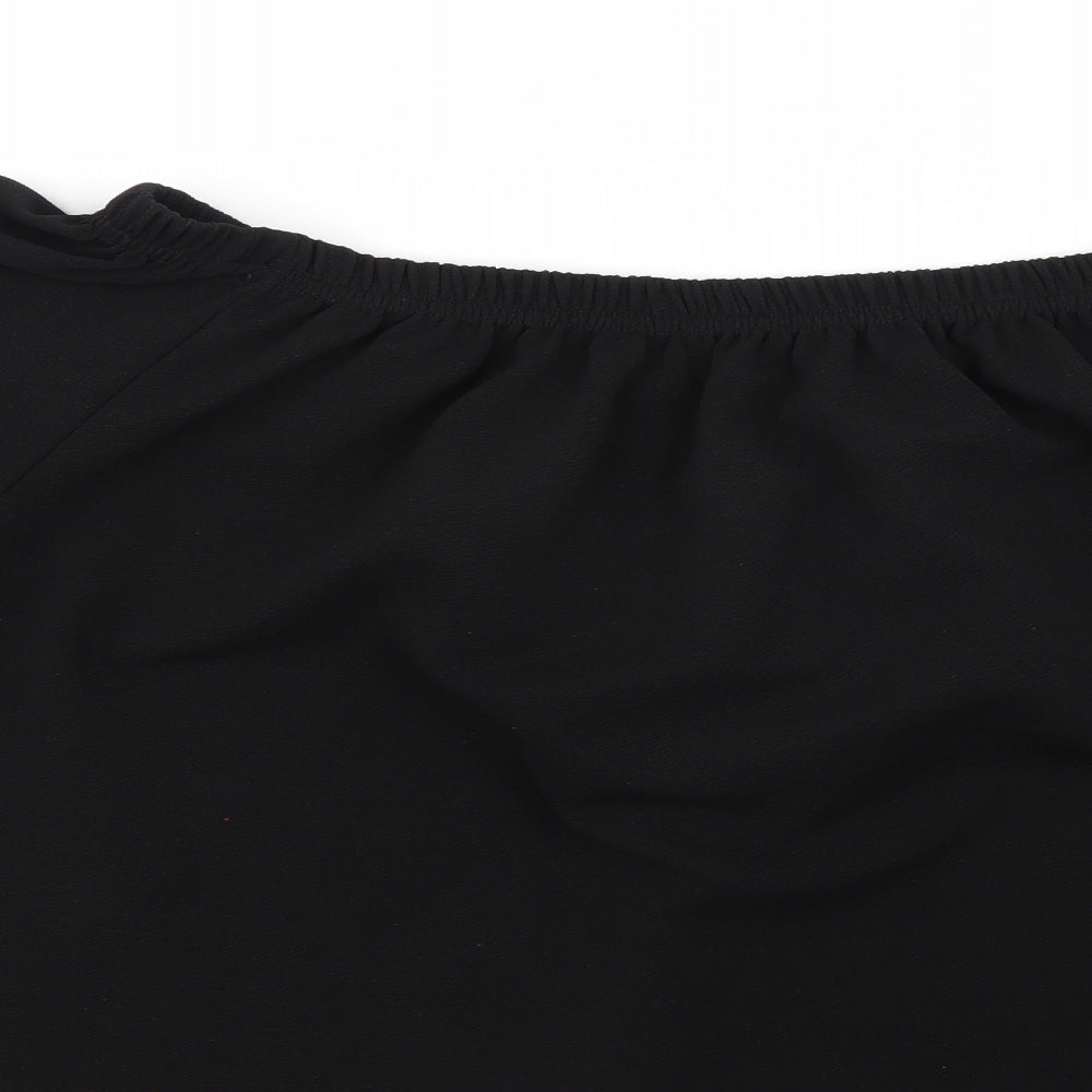 PRETTYLITTLETHING Womens Black Basic Blouse Size M - Cropped