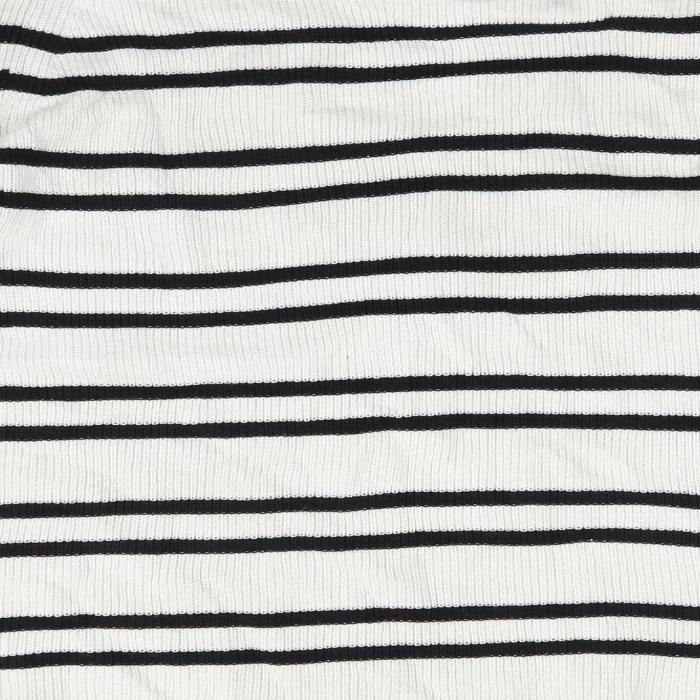 Ellos Womens White Striped Pullover Jumper Size 14