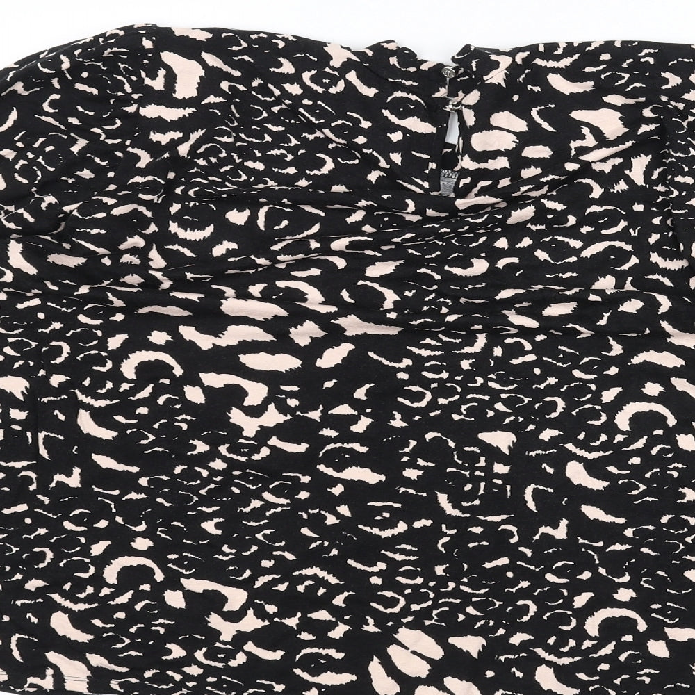 M&Co Womens Black Animal Print Basic T-Shirt Size 18