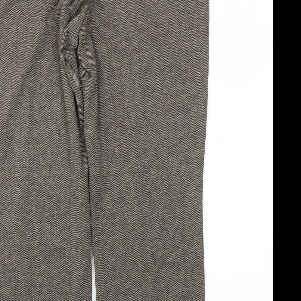 Bonmarché Womens Brown Herringbone Trousers Size 12 L24 in