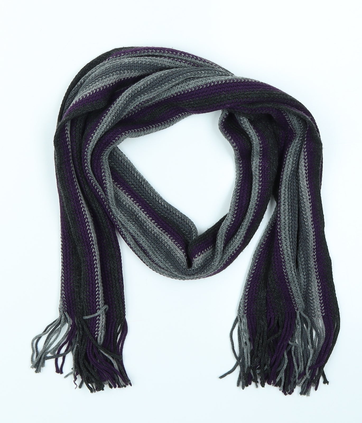 Preworn Unisex Purple Striped Scarf One Size