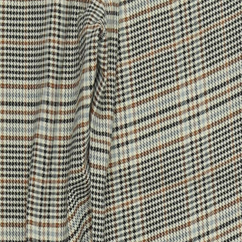 Monki Womens Brown Plaid Trousers Size 10 L26 in