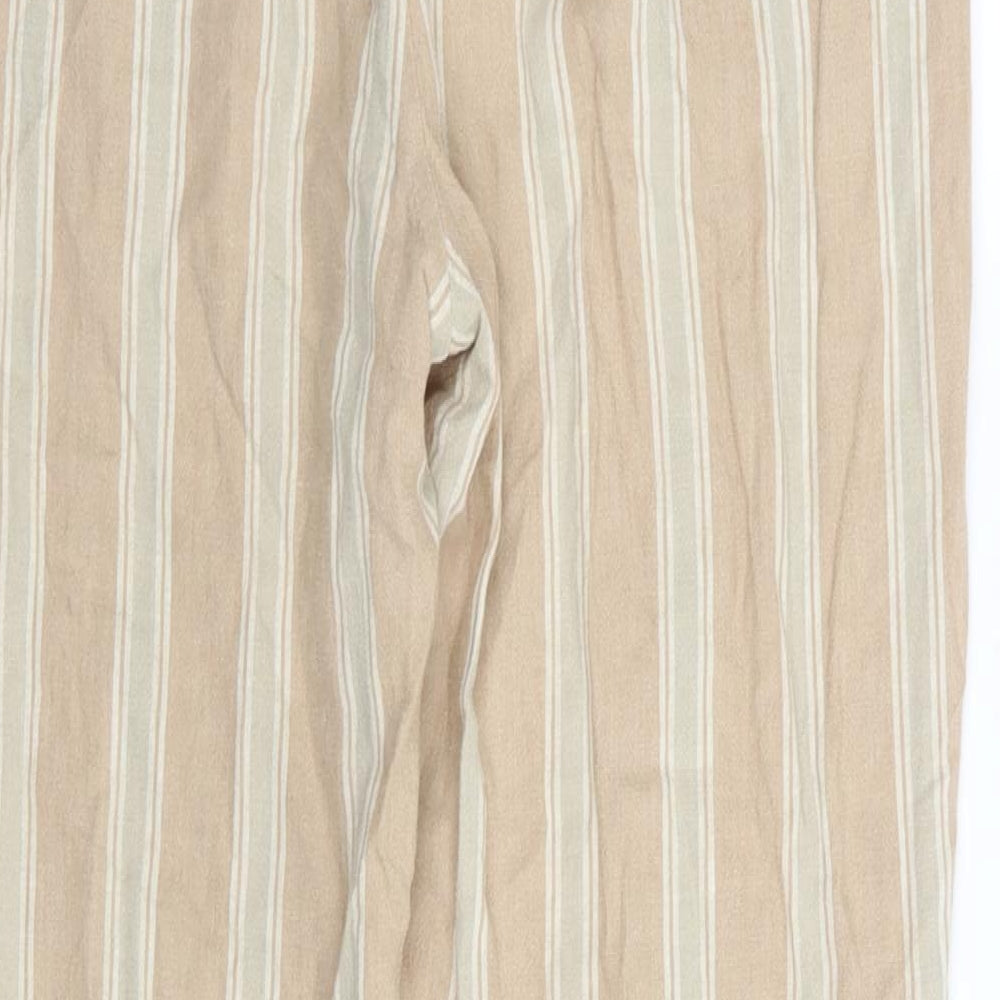 Marks & Spencer Womens Beige Striped Trousers Size 12 L30 in