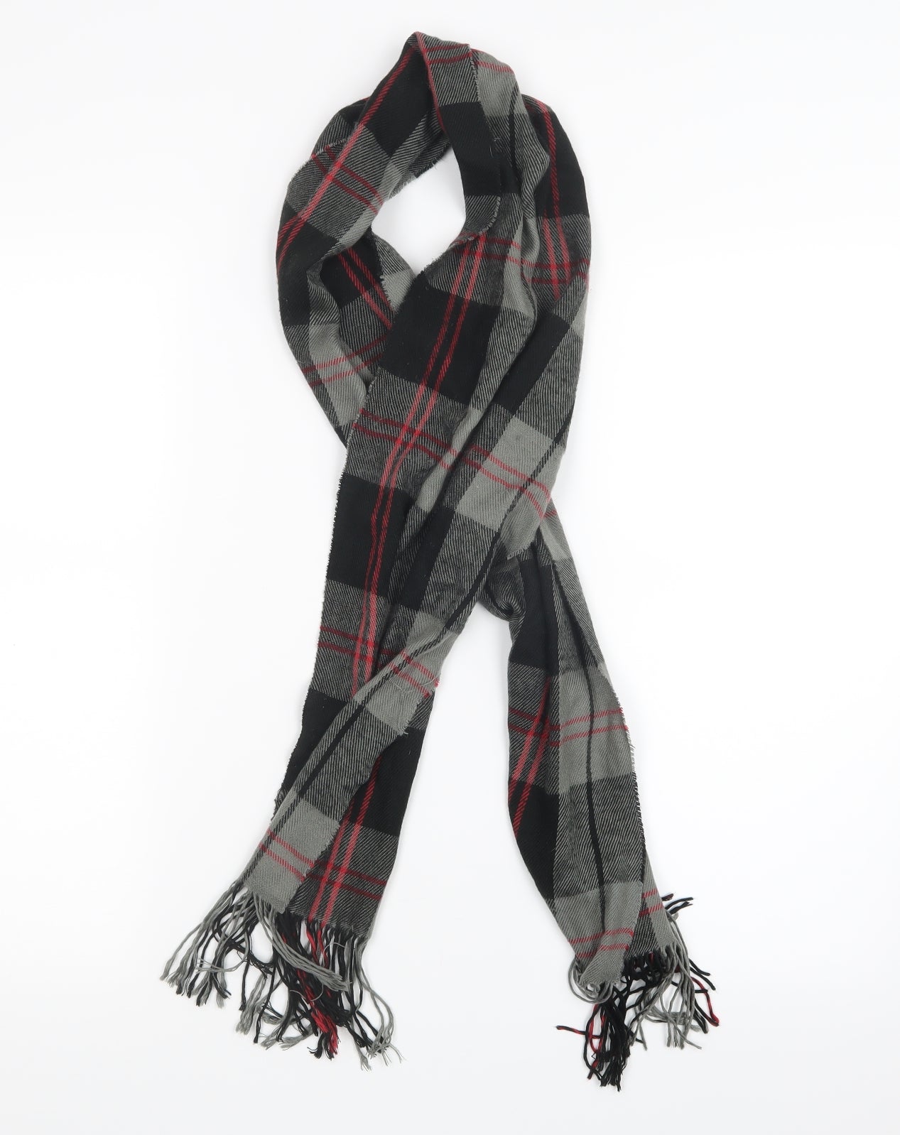 Preworn Mens Grey Plaids & Checks Scarf One Size
