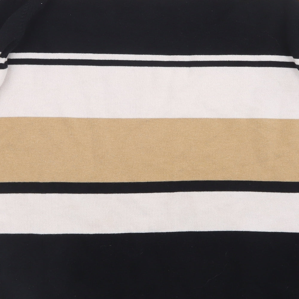 EWM Womens Black Striped Knit Pullover Jumper Size 10