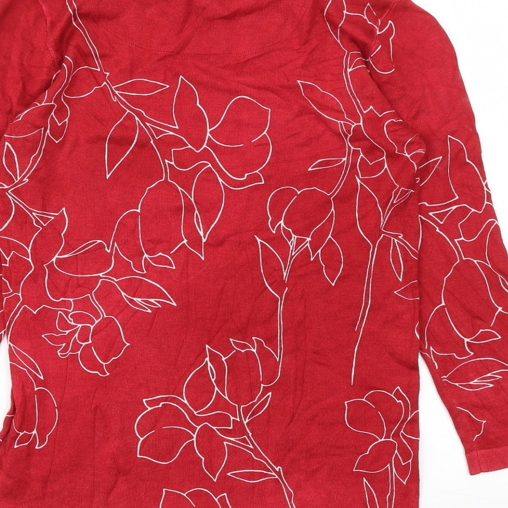 Next Womens Red Floral Pullover Jumper Size 8