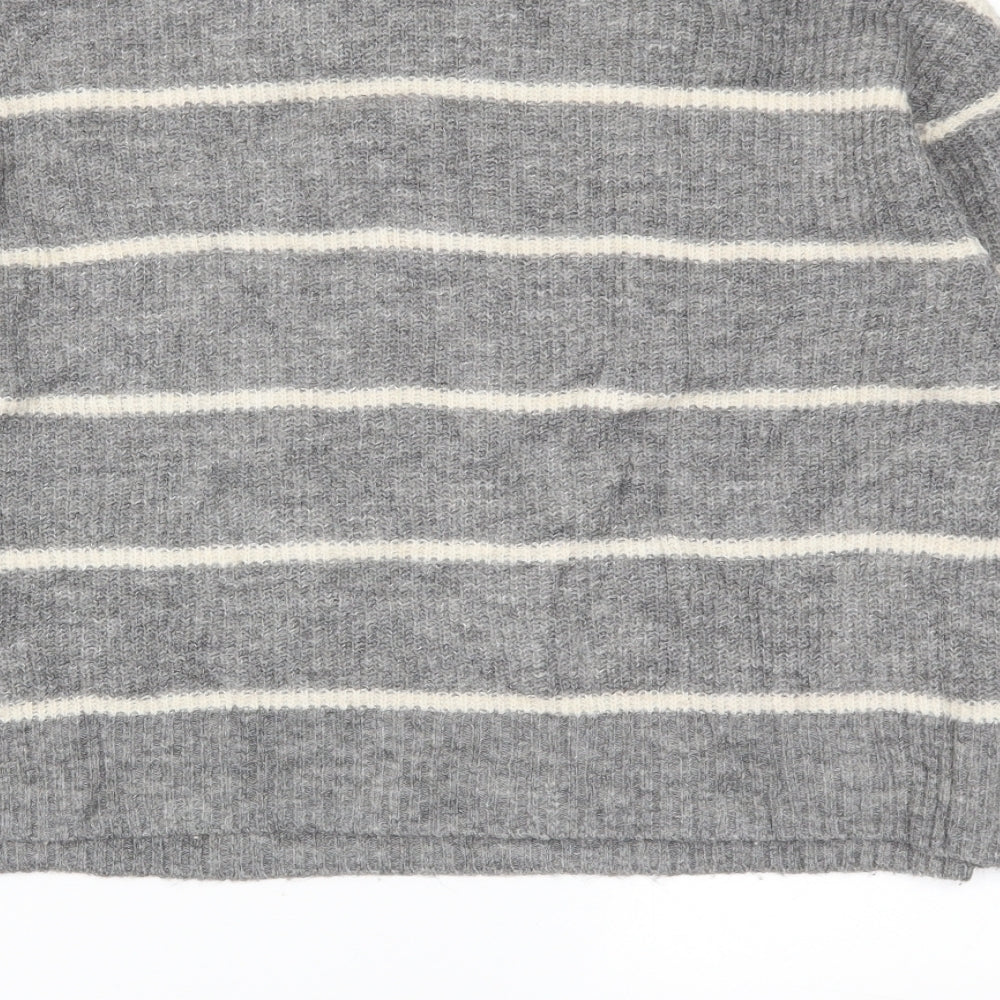 H&M Womens Grey Striped Pullover Jumper Size S