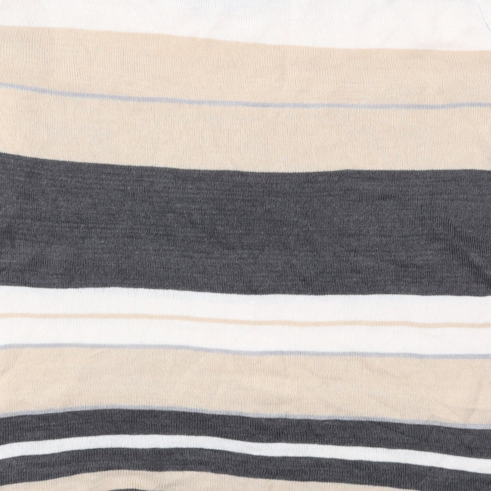 Isle Womens Ivory Striped Basic T-Shirt Size M
