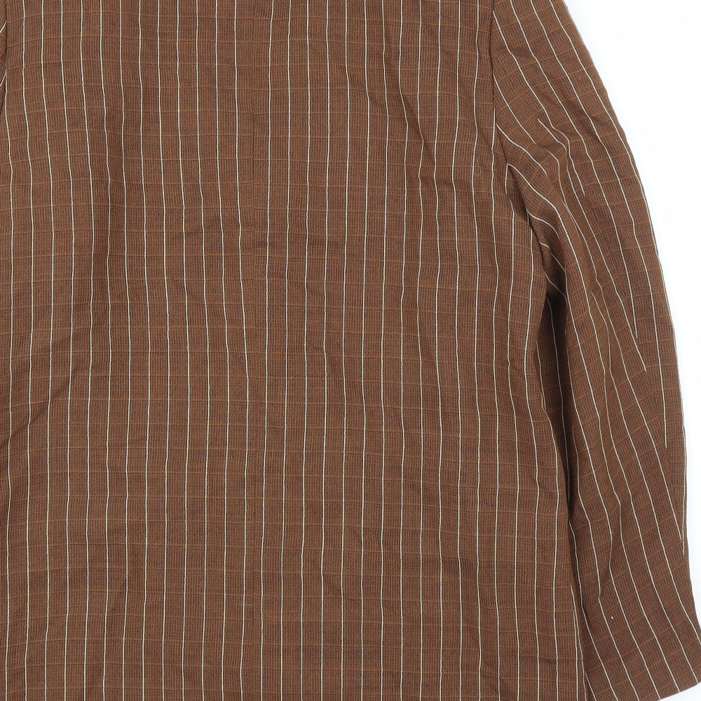 Chose Womens Brown Striped Jacket Suit Jacket Size 14