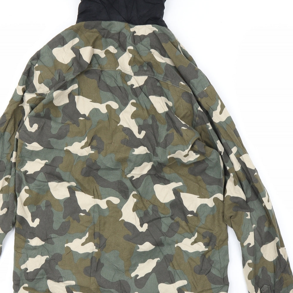 H&M Womens Green Camouflage Full Zip Hoodie Size 6