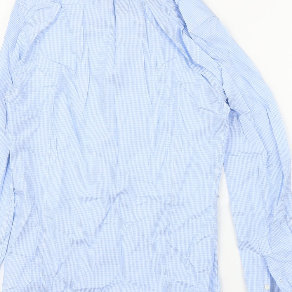 G2000 Mens Blue Check Button-Up Size 15