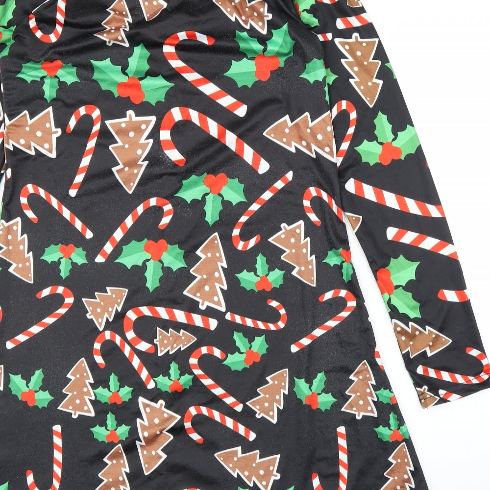 Fashion Womens Black A-Line Size L - Christmas