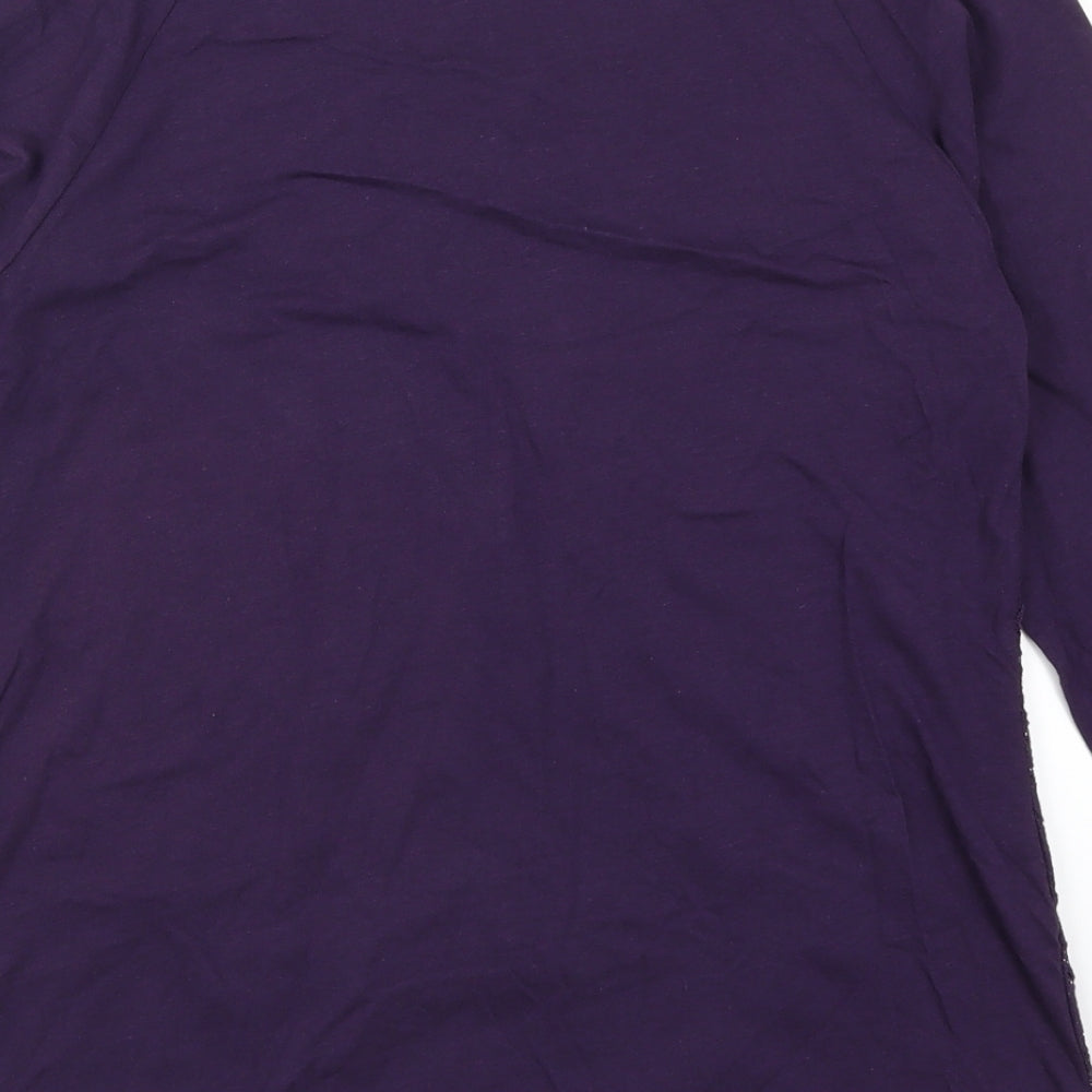 BHS Womens Purple Lace Basic T-Shirt Size 10