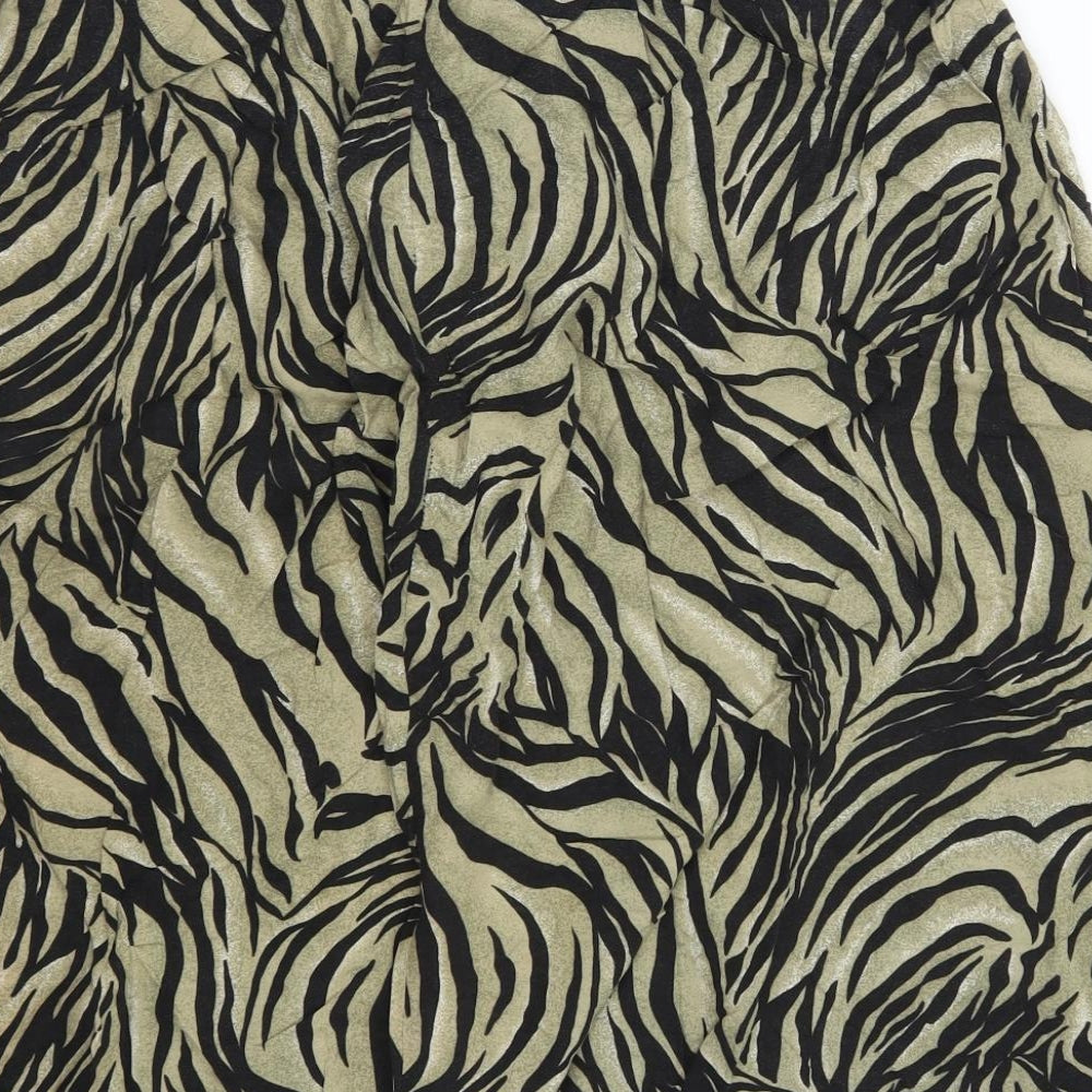 Design Essentials Womens Green Animal Print A-Line Skirt Size 16