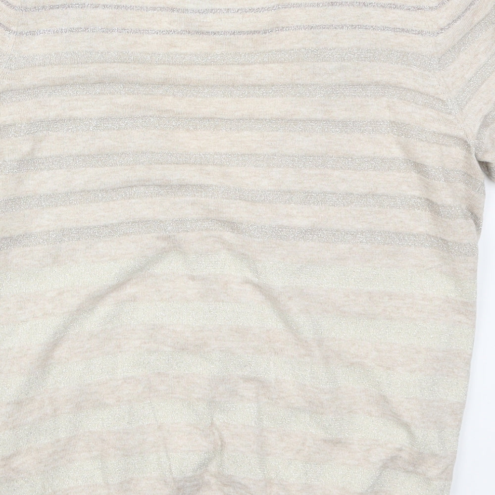 Debenhams Womens Beige Striped Cardigan Jumper Size 14