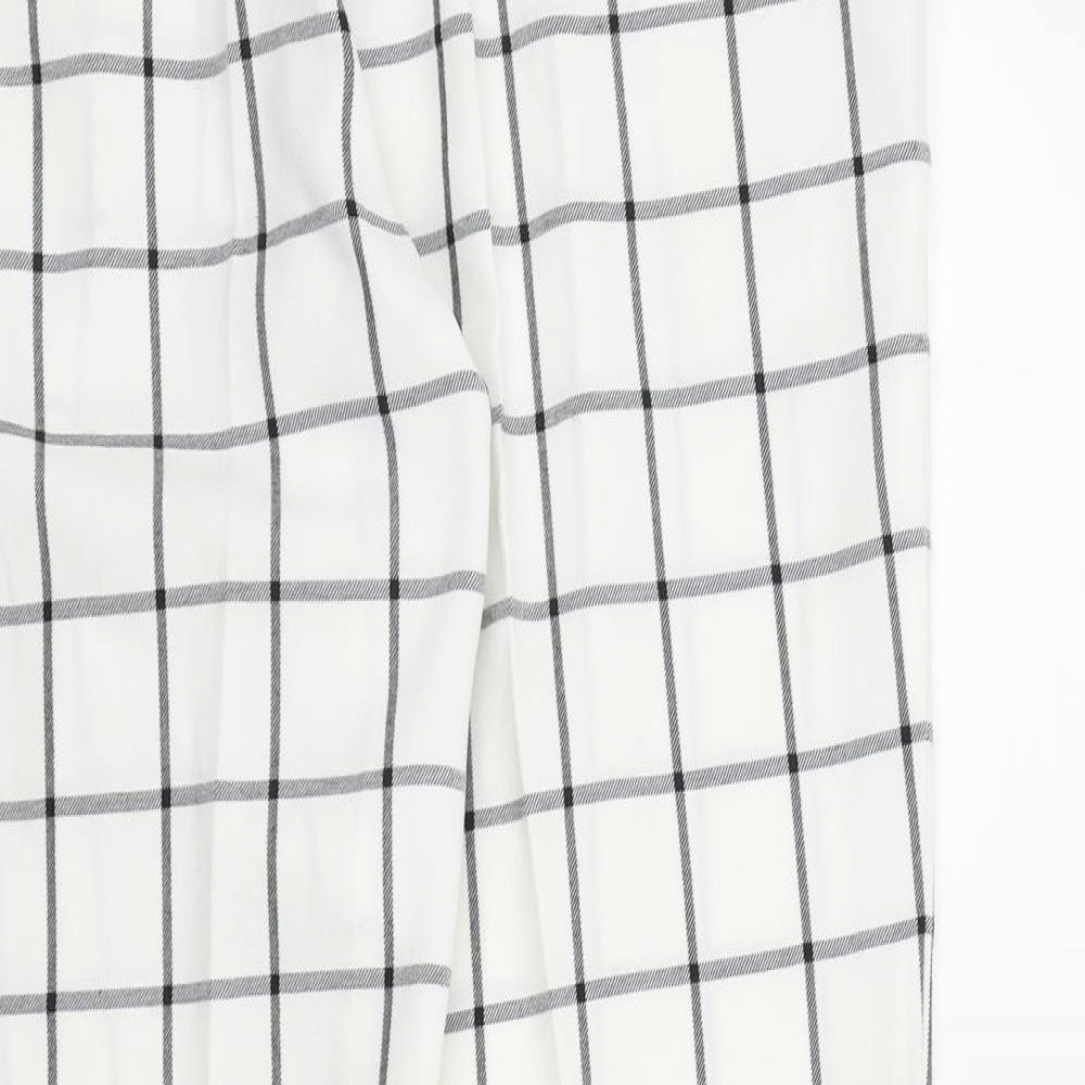 Primark Womens White Check Trousers Size 14 L29 in
