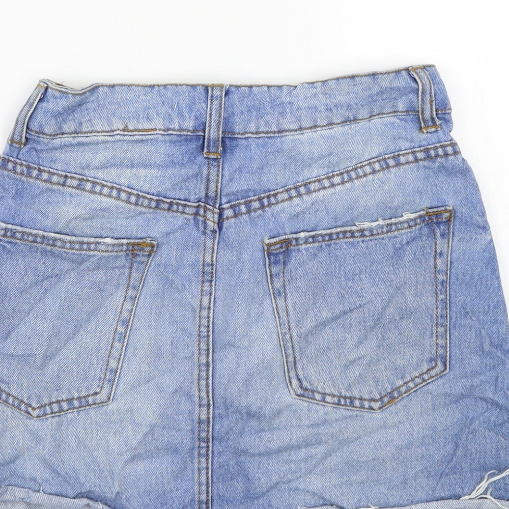 Bershka Womens Blue A-Line Skirt Size 4