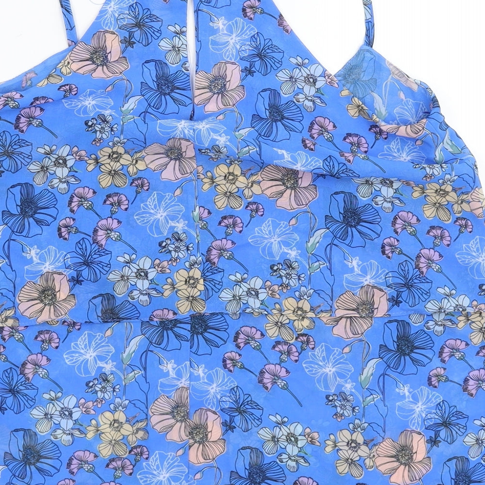 Atmosphere Womens Blue Floral Basic Tank Size 8