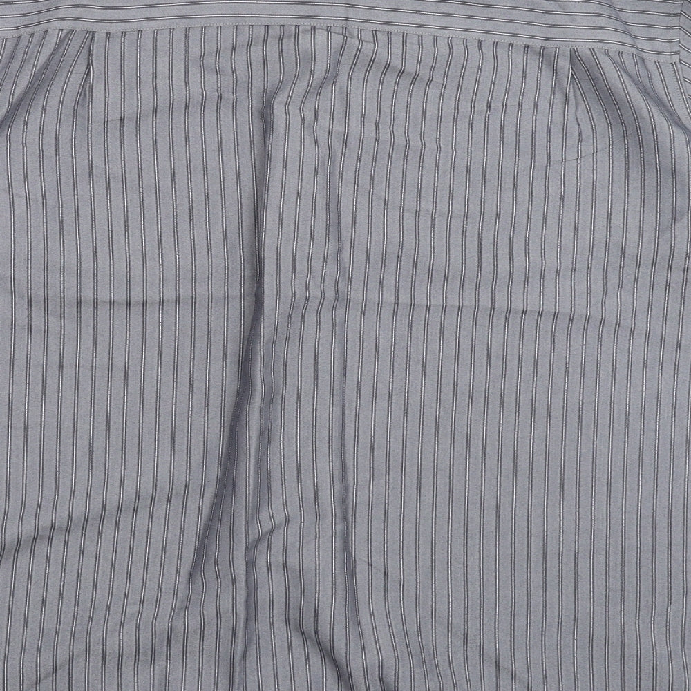 M&Co Mens Grey Striped Dress Shirt Size XL