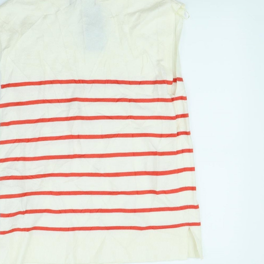 Marks & Spencer Womens Ivory Striped Pullover Jumper Size 8