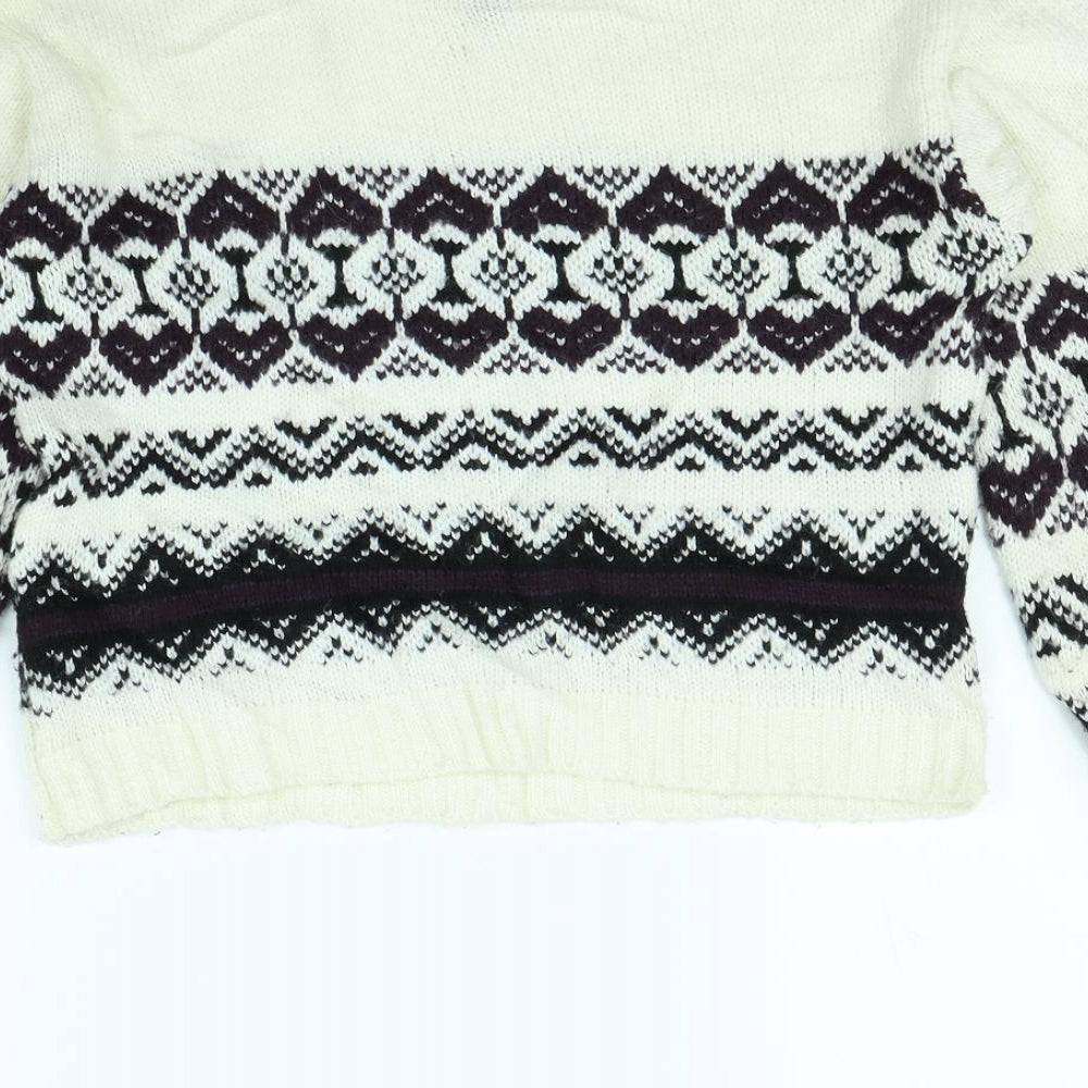 Madonna Womens Beige Striped Pullover Jumper Size S