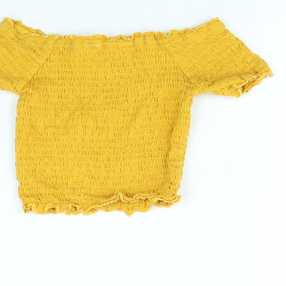 Primark Girls Yellow Basic T-Shirt Size 7 Years