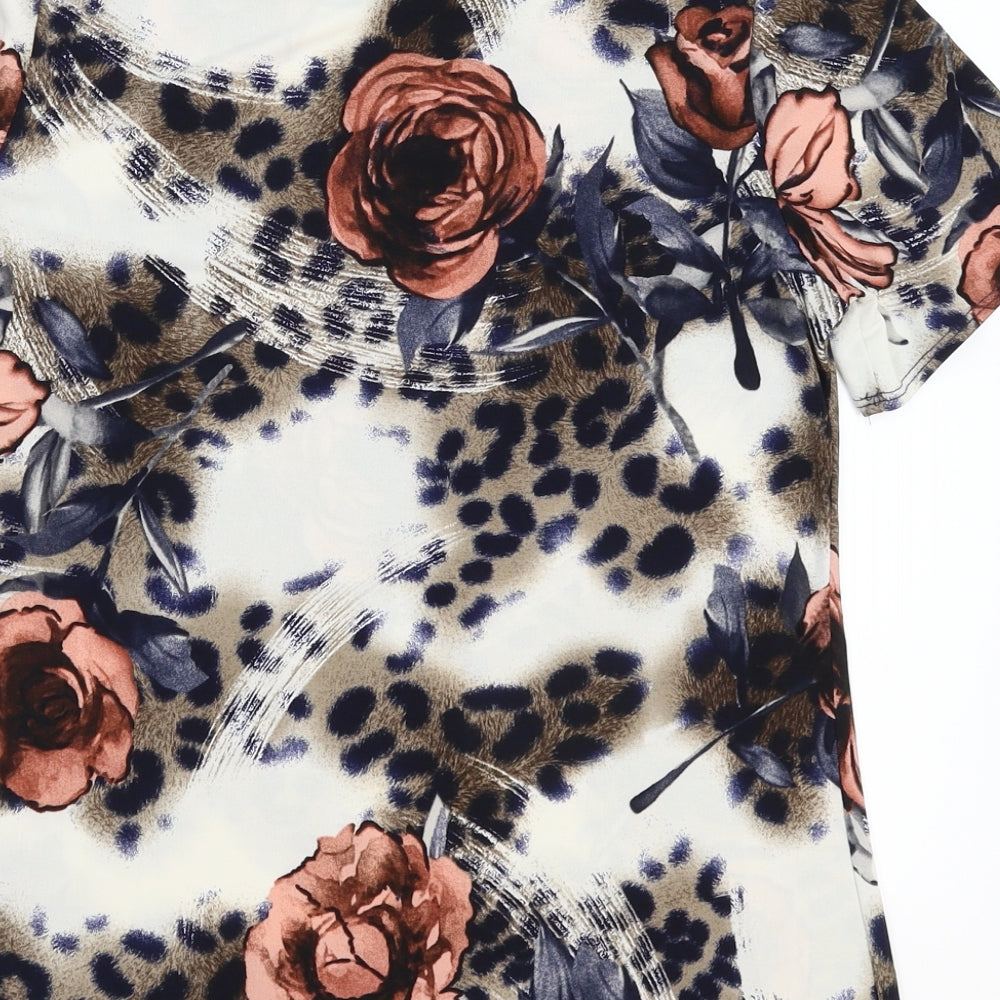 Saloos Womens Multicoloured Floral Basic T-Shirt Size 12