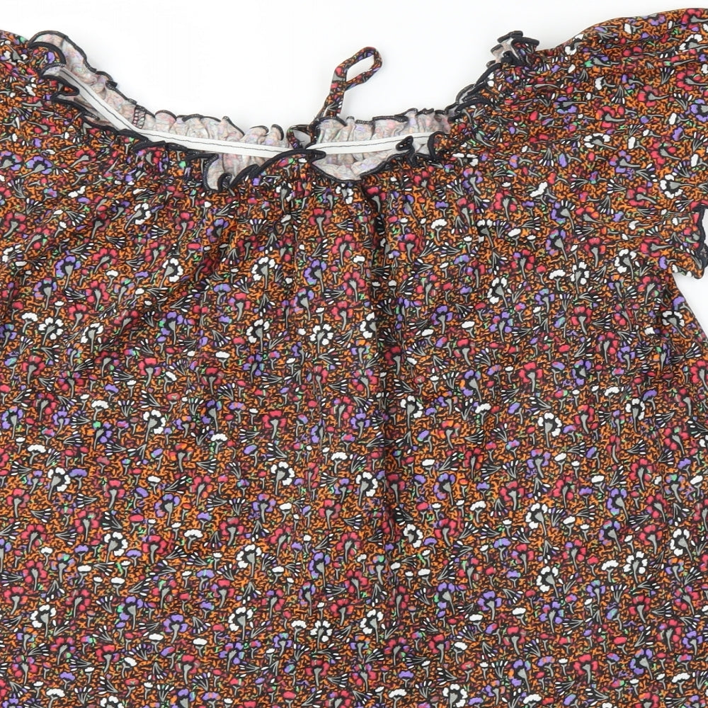 Primark Womens Orange Floral Basic Blouse Size M