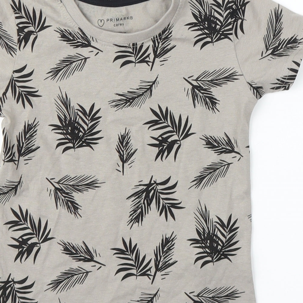 Primark Boys Grey Floral Basic T-Shirt Size 2 Years