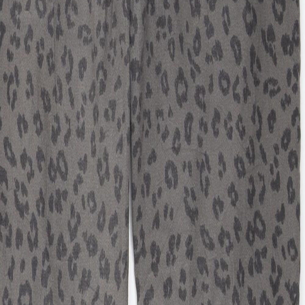 H&M Womens Grey Animal Print Skinny Jeans Size 6 L28 in