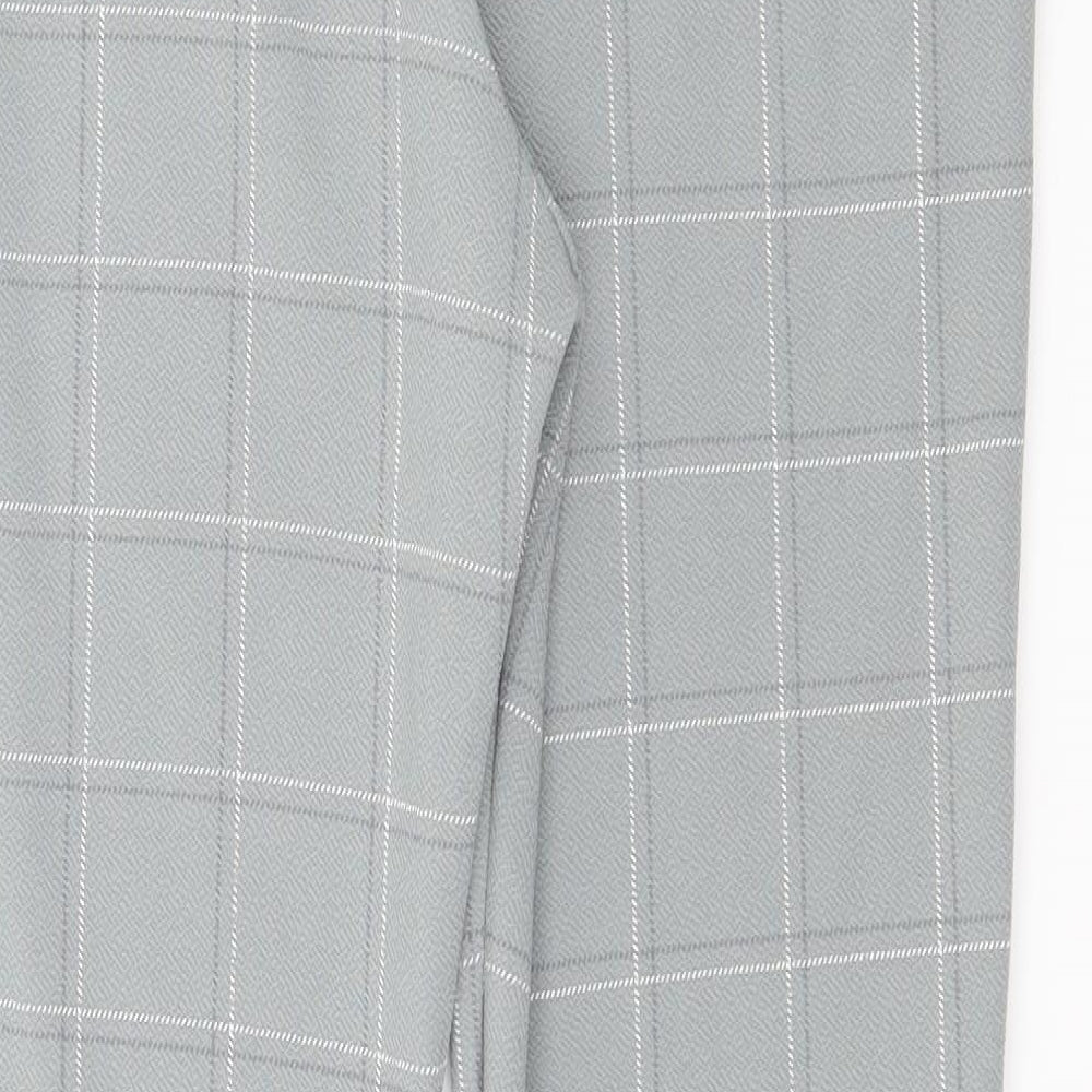 PRETTYLITTLETHING Womens Grey Check Trousers Size 10 L26 in