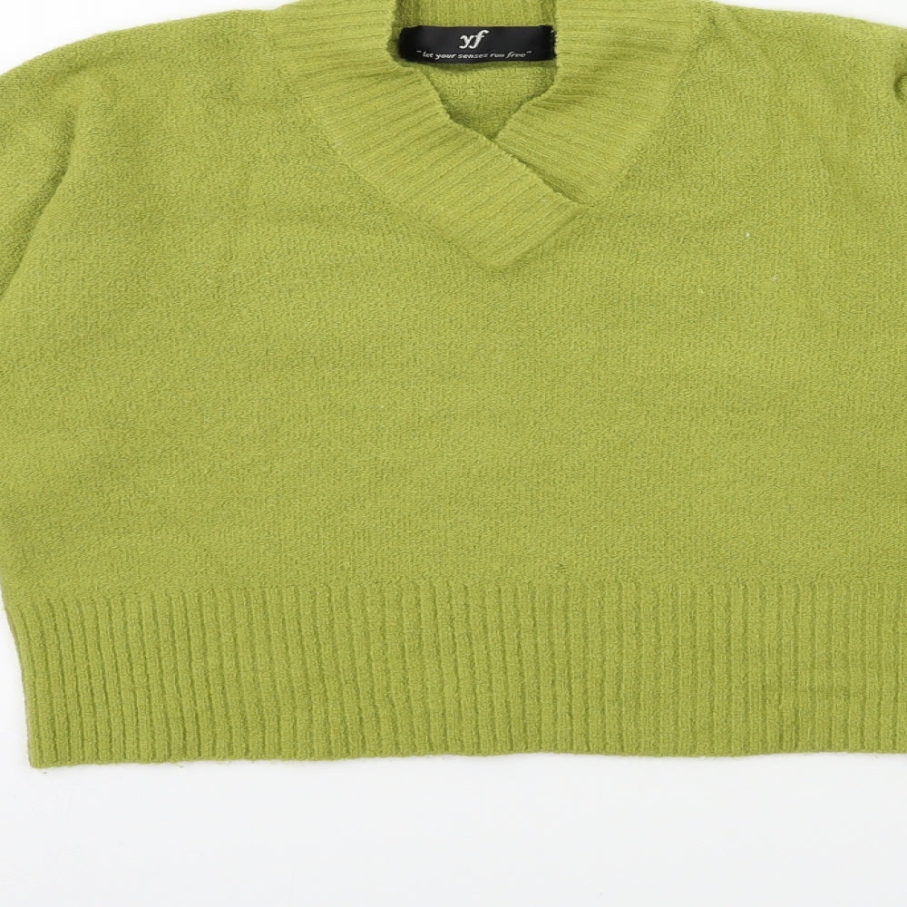 yf Womens Green Knit Pullover Jumper Size M