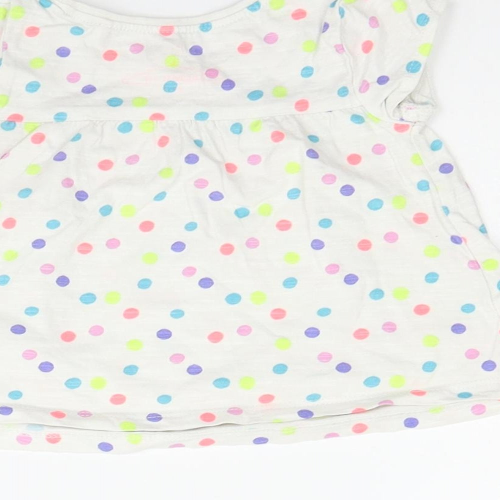 Next Boys White Polka Dot Basic T-Shirt Size 6-9 Months