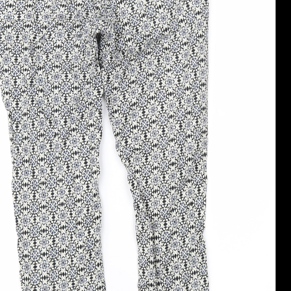 H&M Womens Black Geometric Cropped Trousers Size 30 in L24 in