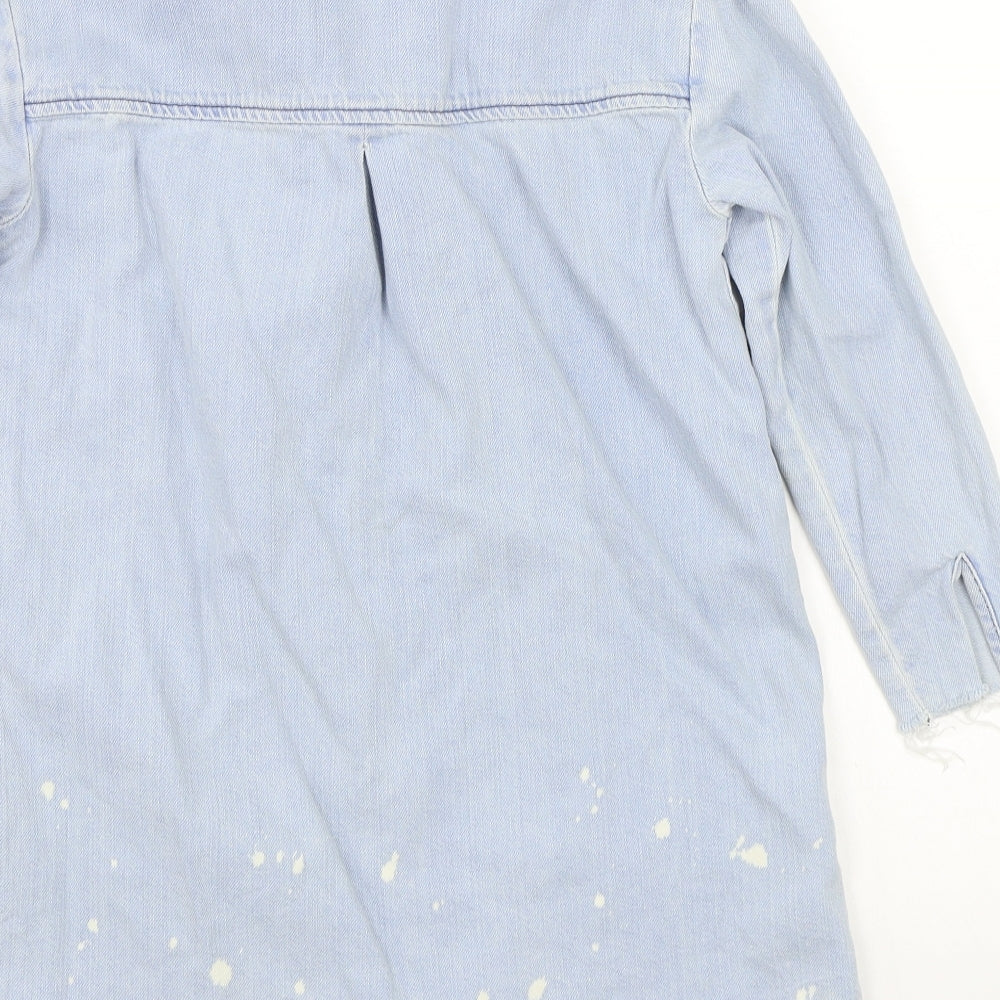 Zara Girls Blue Basic Button-Up Size 9-10 Years