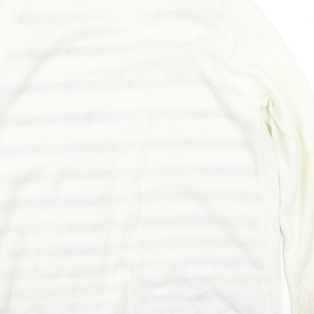 EWM Womens White Striped Pullover Jumper Size L