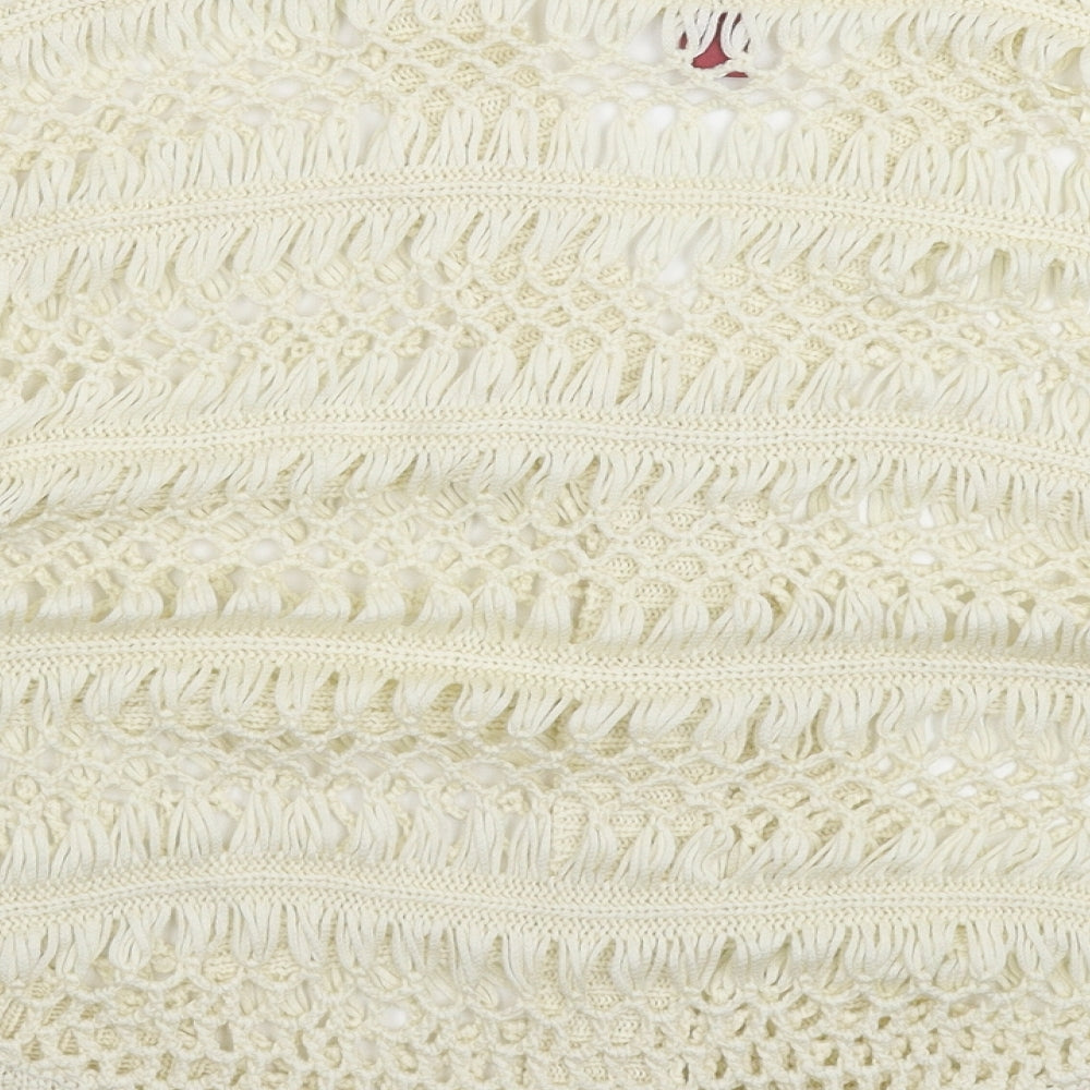 Falmer Womens White Knit Pullover Jumper Size M
